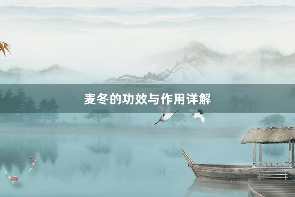 麦冬的功效与作用详解